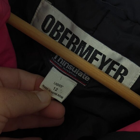 Vintage Obermeyer Jacket Apres Ski Barbie Pink Zippered Kangaroo Pocket Size 12 - Picture 4 of 8